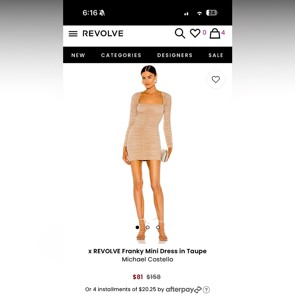Michael Costello x Revolve Franky Mini Dress in Taupe
